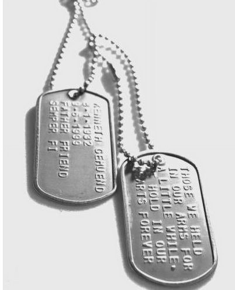 Embossed stamped genuine military dog tags, made on military machine -  custom, memorial, remember